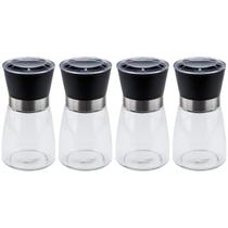 Kit 4 Moedor de Sal e Pimenta 170ml Lyor Vidro Moinho de Cerâmica e Tampa Plástica Preta Kit 4 Moedor de Sal e Pimenta 170ml Lyor Vidro Moinho de Cerâmica e Tampa Plástica Preta