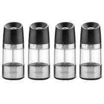 Kit 4 Moedor Sal Grosso Pimenta Tramontina Manual Inox Especiarias Realce Preto