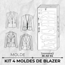 Kit 4 moldes de Blazer tamanho 36 ao 54 by Wania Machado