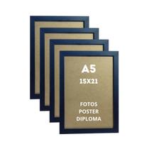 Kit 4 Moldura 15x21 A5 Com Vidro Porta Retrato Mesa e Parede