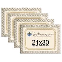 Kit 4 Molduras Diploma A4 21x30 3cm Relevo Bege Kit 4 Molduras Diploma A4 21x30 3cm Relevo Bege