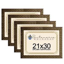 Kit 4 Molduras Diploma A4 21x30 3cm Relevo Dourado