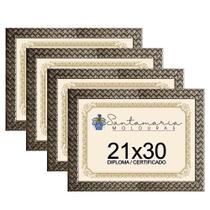 Kit 4 Molduras Diploma A4 21x30 3cm Relevo Prateado Kit 4 Molduras Diploma A4 21x30 3cm Relevo Prateado