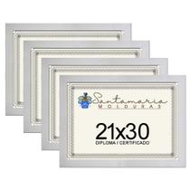 Kit 4 Molduras Porta Diploma Certificado A4 21x30 Branco Kit 4 Molduras Porta Diploma Certificado A4 21x30 Branco