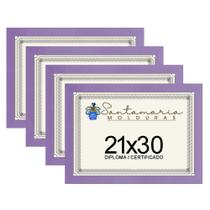 Kit 4 Molduras Porta Diploma Certificado A4 21x30 Lilás