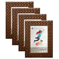Kit 4 Molduras Porta Retrato 10X15 3cm Relevo Marrom Kit 4 Molduras Porta Retrato 10X15 3cm Relevo Marrom