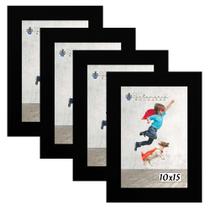 Kit 4 Molduras Porta Retrato 10X15 Preto