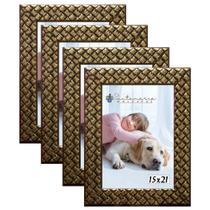 Kit 4 Molduras Porta Retrato 15x21 3cm Relevo Dourado