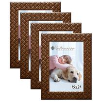 Kit 4 Molduras Porta Retrato 15x21 3cm Relevo Marrom