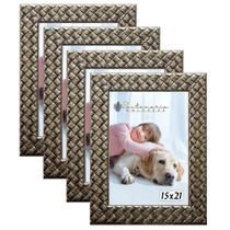 Kit 4 Molduras Porta Retrato 15x21 3cm Relevo Prateado
