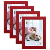 Kit 4 Molduras Porta Retrato 15X21 Vermelho