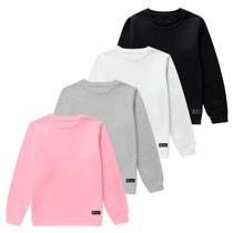 Kit 4 Moletom Infantil Liso Básico Gola Redonda Sem Capuz Kit 4 Moletom Infantil Liso Básico Gola Redonda Sem Capuz