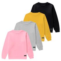 Kit 4 Moletom Infantil Liso Básico Gola Redonda Sem Capuz Kit 4 Moletom Infantil Liso Básico Gola Redonda Sem Capuz