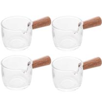 Kit 4 Molheiras de Vidro com Cabo de Bambu 50ml Cremeiras para Molhos Caldas Mel Lyor Kit 4 Molheiras de Vidro com Cabo de Bambu 50ml Cremeiras para Molhos Caldas Mel Lyor