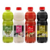 Kit 4 Molhos Real Sabor 900ml Pimenta Alho Salada Shoyu