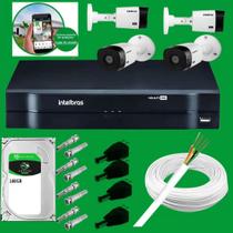 KIT 4 monitoramento completo. DVR 1104 + 4 câmeras 1120 Intelbras+HD160GB + Cabo + conectores