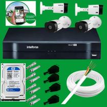 KIT 4 monitoramento completo. DVR 1104 + 4 câmeras 1120 Intelbras+HD250GB + Cabo + conectores