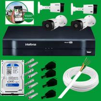 KIT 4 monitoramento completo. DVR 1104 + 4 câmeras 1120 Intelbras+HD500GB + Cabo + conectores