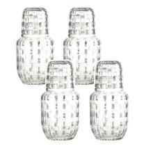 Kit 4 Moringa De Vidro 500ml Com Copo De 145ml Para Água Whisky