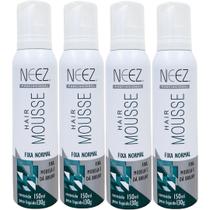 Kit 4 Mousse Fixador Capilar Neez Finalizador Penteado Hidratante Ação Rápida Fixação Normal 150ml