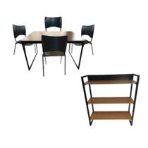 Kit 4 móveis cozinha mesa jantar + aparador + cadeiras sala - HENVIFER