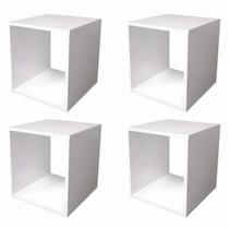 Kit 4 Nicho Manequim Base Expositor Vitrine 30x30x30cm MDF Branco