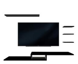 Kit 4 Nichos + Rack Suspenso Tv Para Quarto Video Game Sala em MDF Preto