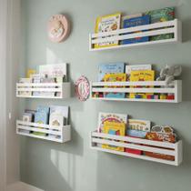 Kit 4 Ninchos De Quarto Infantil Pratileira Estante Organizadora De Livros Criança 40cm