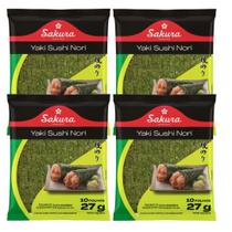 Kit 4 nori green sakura 27g 10 folhas