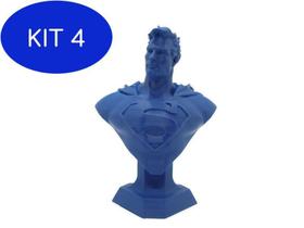 Kit 4 Objeto Decorativo Busto Superman Azul Bugingaria