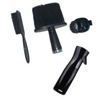 Kit 4 Objetos Para Barbearia Borrifador + Espanador + Escovinha de Dedo + Escovinha de Disfarce