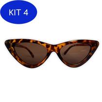 Kit 4 Óculos De Sol Retrô Gatinho Proteção Uv Leopardo Blogueira