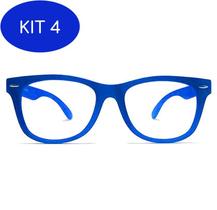 Kit 4 Óculos Grau Inquebrável Silicone Wayfarer Azul Leve