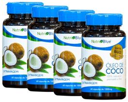 Kit 4 Óleo De Coco, Antinflamatório, Nutri Blue 60Cps 1000Mg