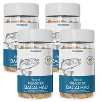 KIT 4 Óleo de Fígado de Bacalhau natural puro multivitamínico 240 Cápsulas gelatinosa sem sabor