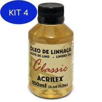 Kit 4 Óleo De Linhaça Acrilex 100Ml