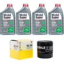 Kit 4 Óleo de Motor 5w30 Mobil + Filtro Mahle Gm Celta