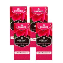 Kit 4 Óleo Essencial Gerânio Bourbon 100% Puro 10ml Chamed