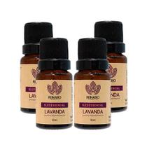 Kit 4 Óleo Essencial Lavanda 100% PURO Certificado Aromaterapia Reinabio 10ml