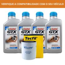 Kit 4 Óleos 15w40 Carro Castrol GTX Ultraclean - 4 Litros + Filtro