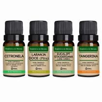 Kit 4 Óleos Essen. Laranja, Eucalipto, Citronela, Tangerina