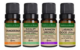 Kit 4 Óleos Essenciais 10Ml - Puro E Natural