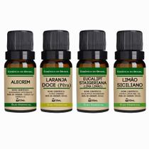 Kit 4 Óleos Essenciais Alecrim, Eucalipto, Laranja, Limão