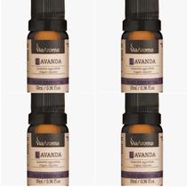Kit 4 Óleos Essenciais Lavanda 100% Puro Via Aroma 10ml Lavandula angustifolia