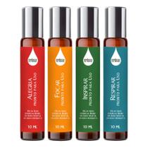 Kit 4 Óleos Essenciais Prontos p/ Pele Roll On 10ml Energia