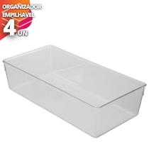 Kit 4 Organizador Acrílico Empilhavel Cozinha Gaveta 33x15cm