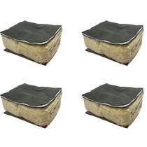 Kit 4 Organizador Cinza Gg Para Guarda Roupas E Gavetas