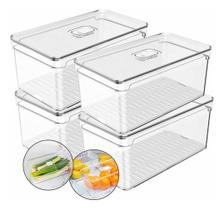 Kit 4 Organizador Clear Fresh Geladeira Frutas Empilhável 5L
