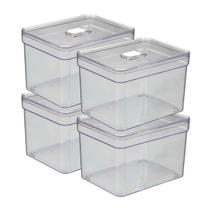 Kit 4 Organizador de Alimentos 3,8L Acrílico Tampa Não Deixa Cheiro - PLASTUTTI Kit 4 Organizador de Alimentos 3,8L Acrílico Tampa Não Deixa Cheiro - PLASTUTTI