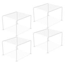Kit 4 Organizador de Armário 22cm Aramado Cor Preto ou Branco Prateleira Suporte Aço Pratos Gaveta
